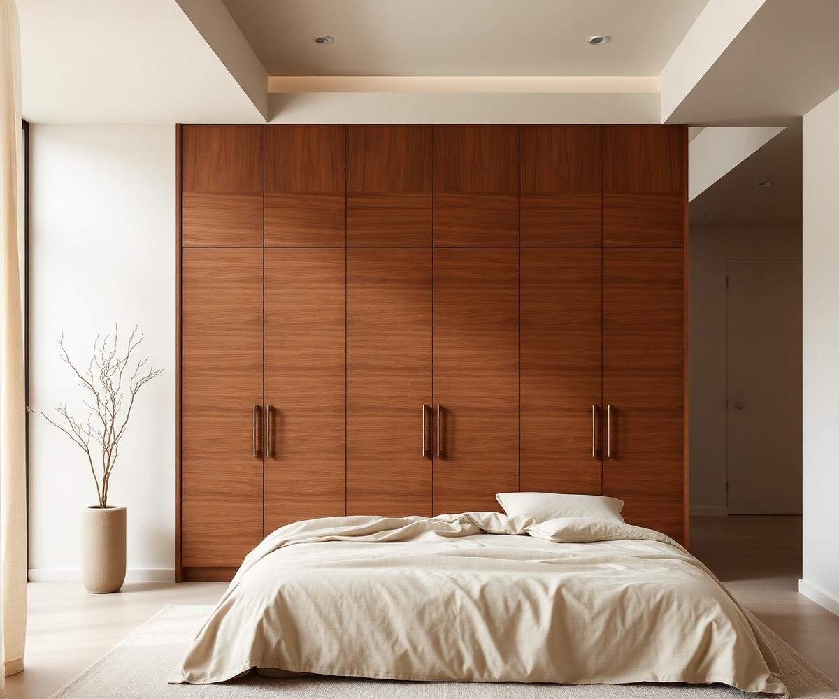 Walnut wardrobe wall in a Milan residence